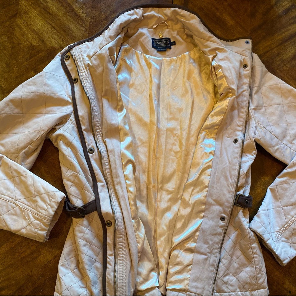 Pendleton Cream Utility Jacket With Brown Trim - image 3